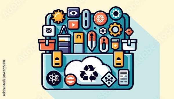 Obraz DevOps Toolbox with Essential Tools Vector