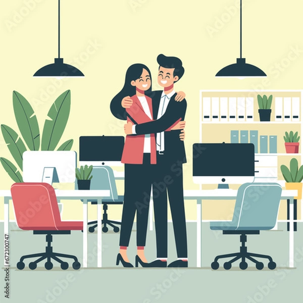 Obraz Office Celebration Hug Vector Design