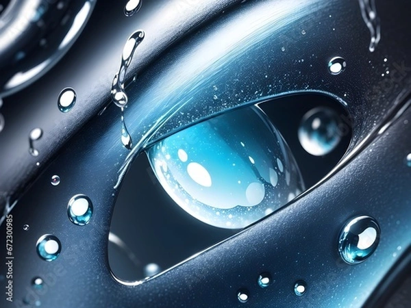 Obraz Close-up of rainbow-colored liquid with surreal psychedelic water droplets, creating a mesmerizing visual experience