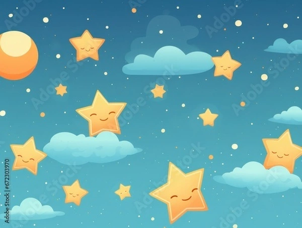 Obraz Cute Planet star seamless pattern template 