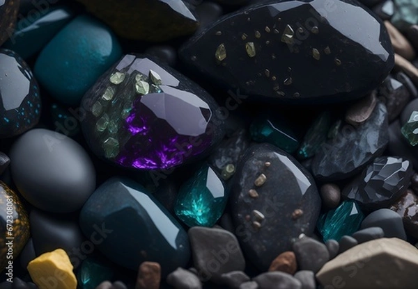 Obraz A close look at beachside rocks, revealing the rugged charm and intricate details of the coastal landscape