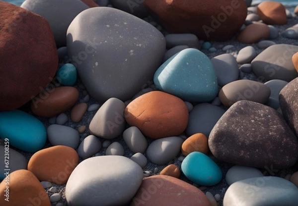 Obraz Serene beachscape in close-up, featuring a cluster of rocks and the soothing presence of coastal nature