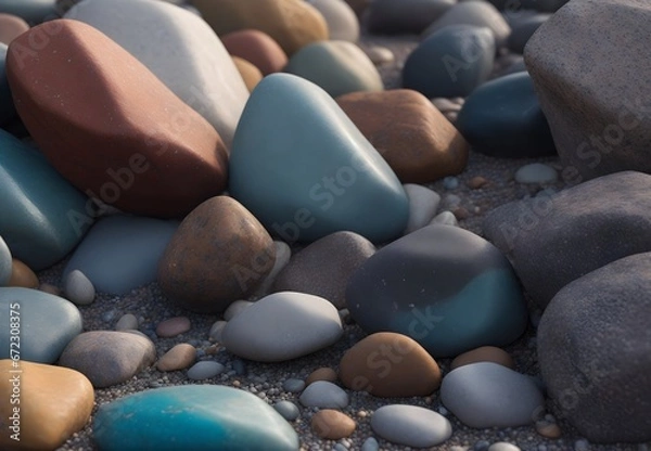 Obraz Close-up of beachside rocks, capturing the intricate textures and tranquil ambiance of the seashore