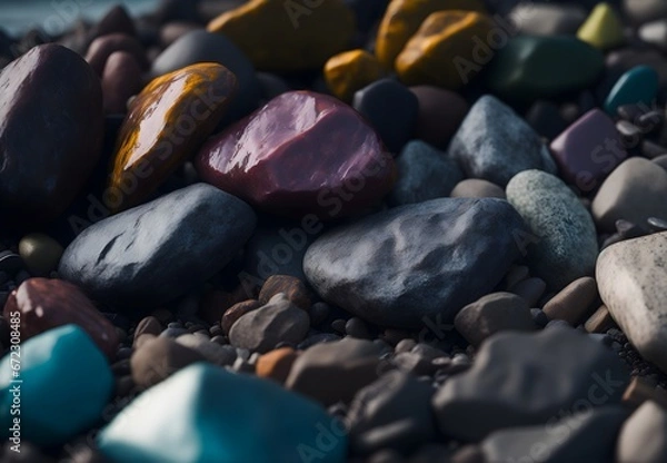 Obraz Rocks on the beach in detailed close-up, revealing the rugged charm of coastal landscapes