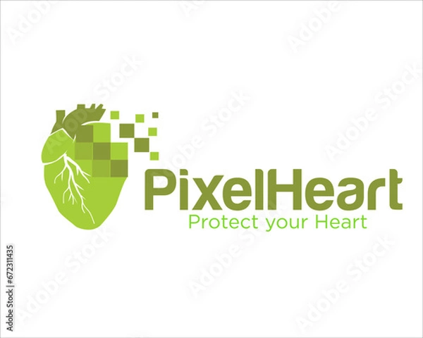 Fototapeta pixel hearth logo designs for medical protection and consult