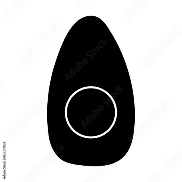 Fototapeta Avocado black silhouette isolated on white background. Minimal flat design vector illustration.
