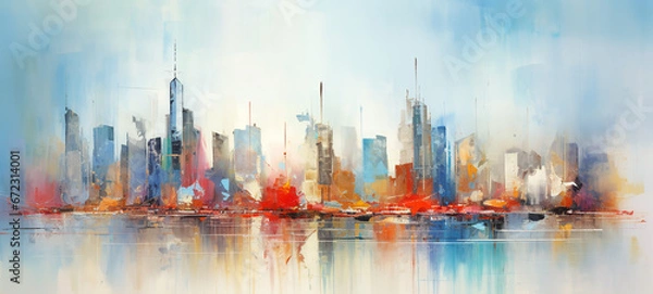 Fototapeta fantasy city abstraction in colors art