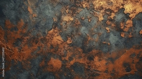 Fototapeta old grunge copper bronze rustic texture dark black.Generative AI