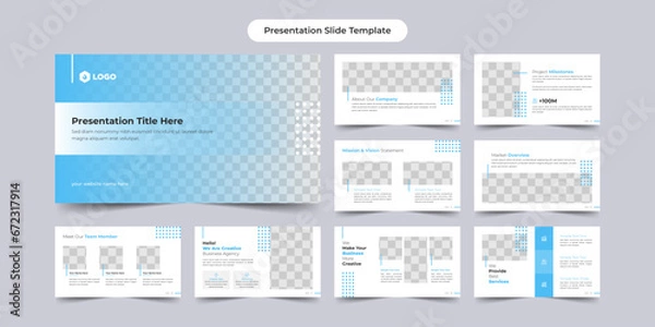 Fototapeta Creative business PowerPoint presentation slides template design. Use for modern keynote presentation background, brochure design, website slider, landing page, annual report, company profile