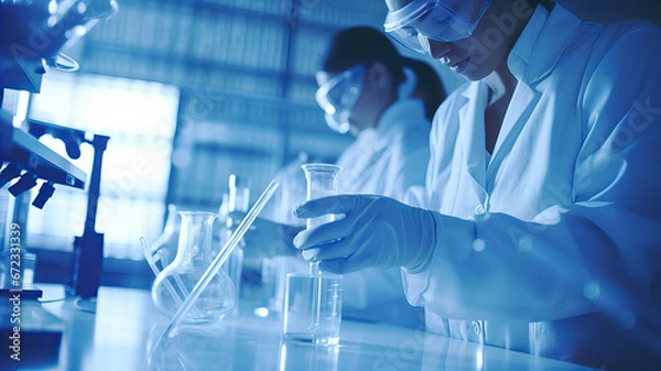 Fototapeta A medical laboratory technician conducts advanced laboratory tests. Generative AI