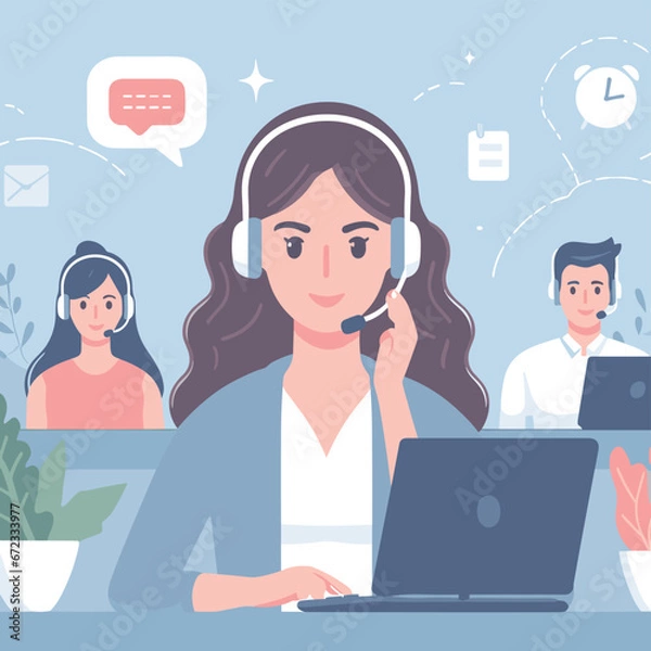 Obraz Phone Assistance in Cartoon Style