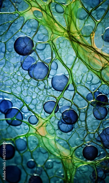 Fototapeta microscopy: stained cells on lab slide