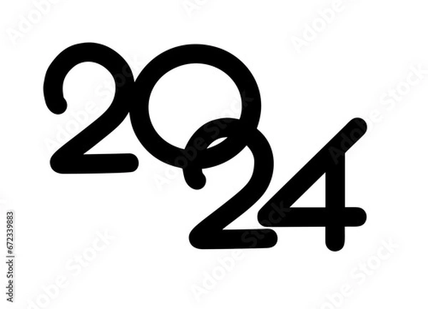 Obraz 2024 HAPPY NEW YEAR script text hand lettering. Design template Celebration typography poster, banner or greeting card for Merry Christmas and happy new year.Vector Illustration .