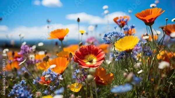 Fototapeta Field of Colorful Wildflowers