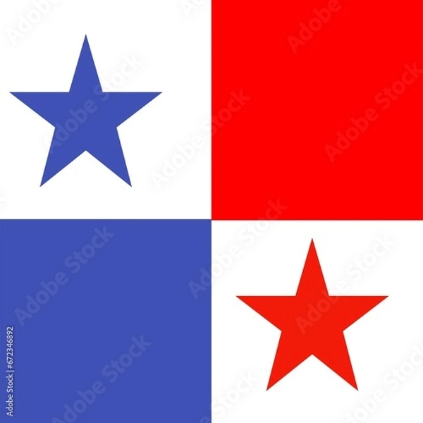 Obraz Flag day in panama with white background. he white in the flag represents peace. The blue star is symbolic for purity and honesty, and it also represents the Conservative party. The red star stands fo