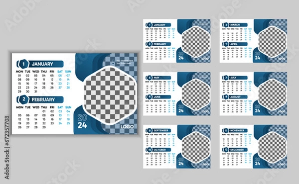 Obraz 2024 Calendrer Design templet. 