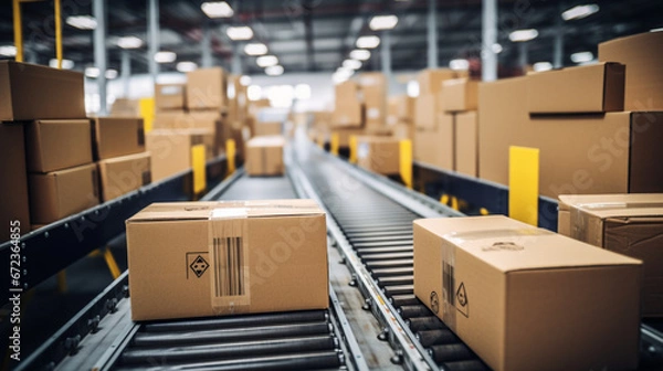 Fototapeta E-Commerce Delivery Center: Package Automation, generated by IA