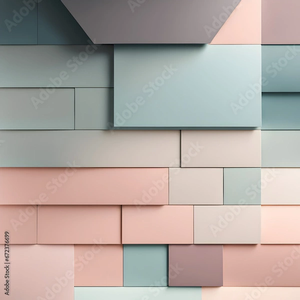 Fototapeta Abstract geometric background with squares, pastel colors. Generative AI