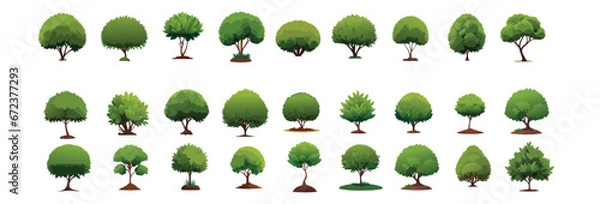 Obraz Collection of trees illustrations. Can be used to illustrate any nature or healthy lifestyle topic.