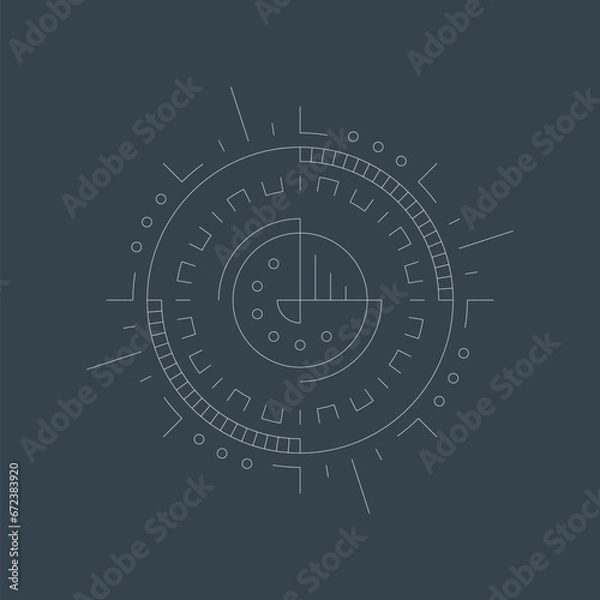 Fototapeta technological futuristic digital interface template. round technology interface