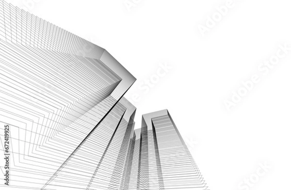 Fototapeta Architectural drawing vector 3d illustration