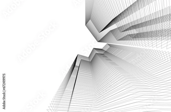 Fototapeta Architectural drawing vector 3d illustration