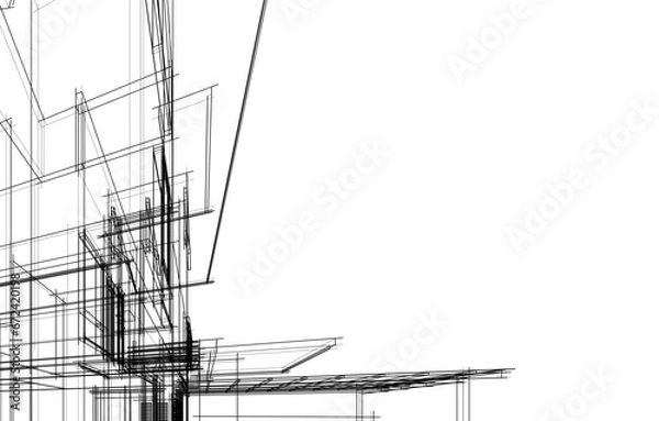 Obraz Architectural drawing vector 3d illustration