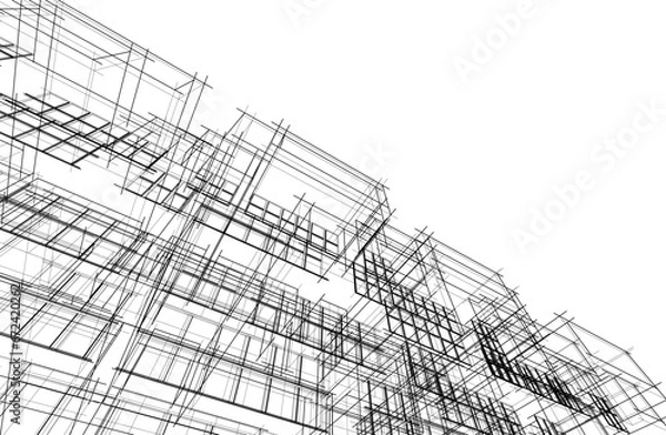 Fototapeta Architectural drawing vector 3d illustration