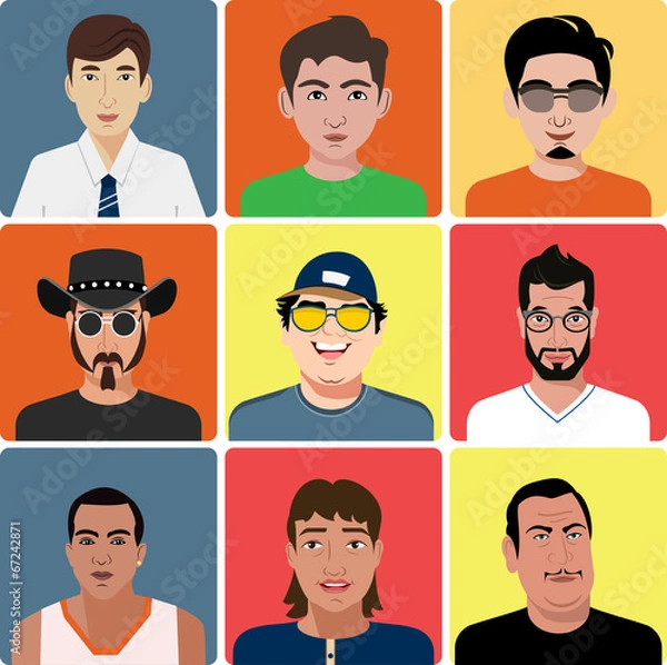 Fototapeta Vector men's avatar