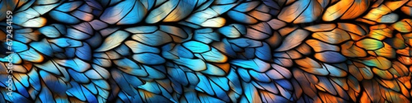 Fototapeta Vibrant layered feather-like patterns, generative ai
