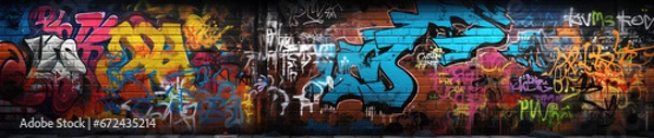Fototapeta Colorful graffiti wall art with intricate designs