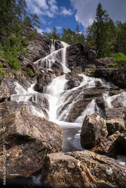 Fototapeta Elgafossen, waterfall between Norway and Sweden.