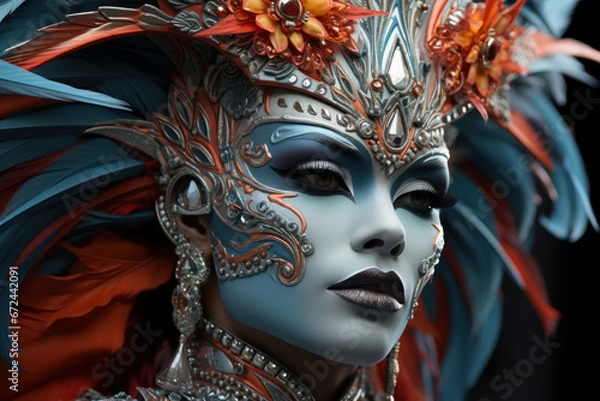 Obraz A drag queen in elaborate makeup and costume, showcasing the artistry and creativity within the LGBTQ+ community. Generative Ai.