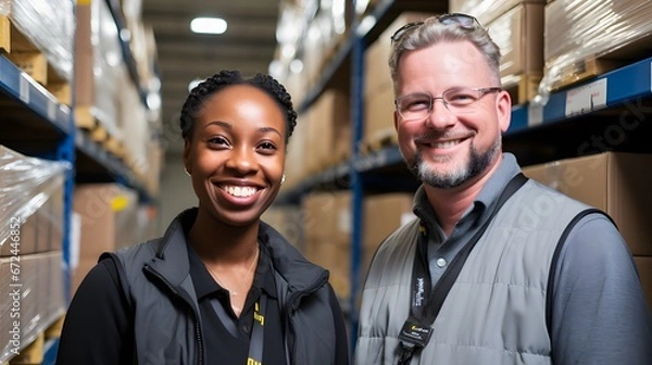 Fototapeta Logistics coordinators improving supply chain efficiency