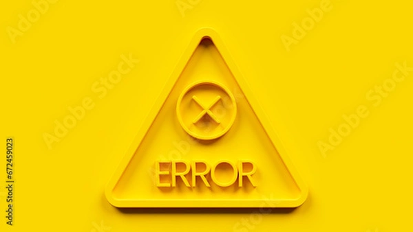 Obraz Yellow stage with error sign relief, digital problems or mistake theme, 3d illustration