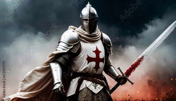 Fototapeta Knight Templar with sword