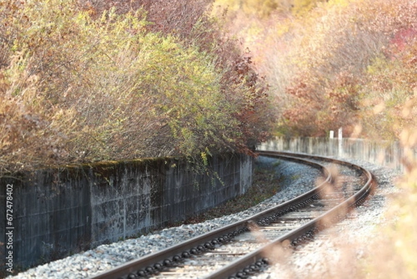 Obraz 秋、10月標高の高い線路