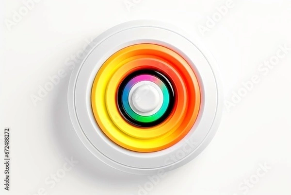 Fototapeta Abstract high tech multicolor button on white background