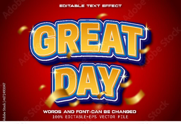 Fototapeta Great Day Editable Text Effect Cartoon Style