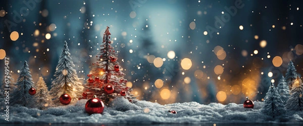 Obraz Christmas tree on a background with copy space.