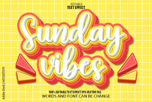 Obraz Sunday Vibes Editable Text Effect Cartoon Style