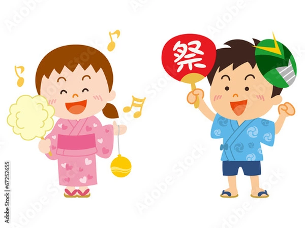 Obraz 夏祭りの子供_イラスト