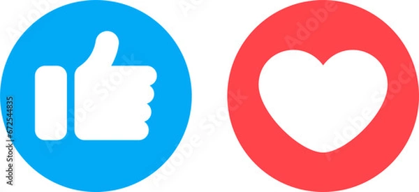 Fototapeta thumb and heart icon vector. like button