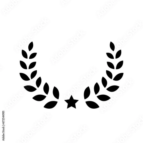Obraz シンプルな月桂樹（ローリエ）と星のベクターアイコン