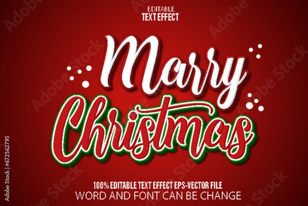 Obraz Marry Christmas Editable Text Effect Flat Gradient Style