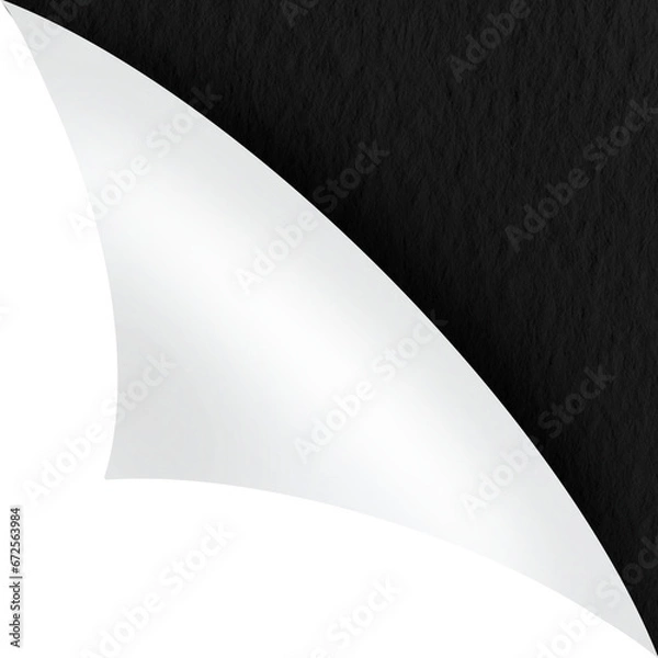 Fototapeta paper sheet turn curl and flip Curled page corner with shadow on transparent background. Blank sheet of page fold