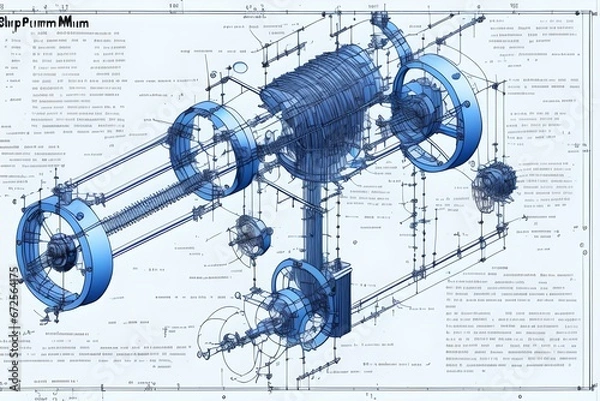 Obraz Blueprint of Perpetuum Mobile Machine