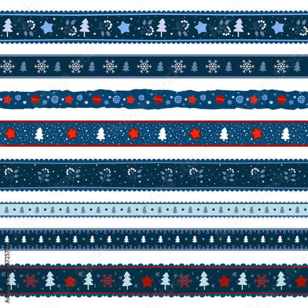 Fototapeta Christmas ribbon seamless pattern