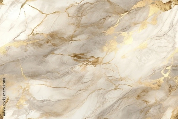 Obraz Beige seamless pattern with marbling effect. Applicable for fabric print, textile, wrapping paper, wallpaper. Light background with golden details. Repeatable marble texture.