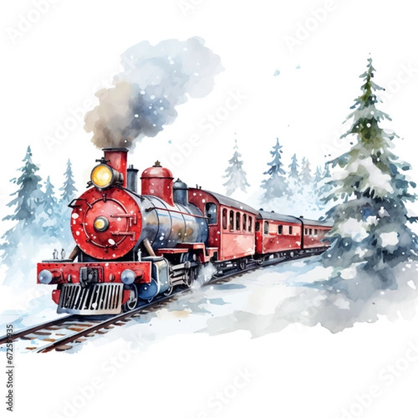 Obraz vector hand drawn christmas train